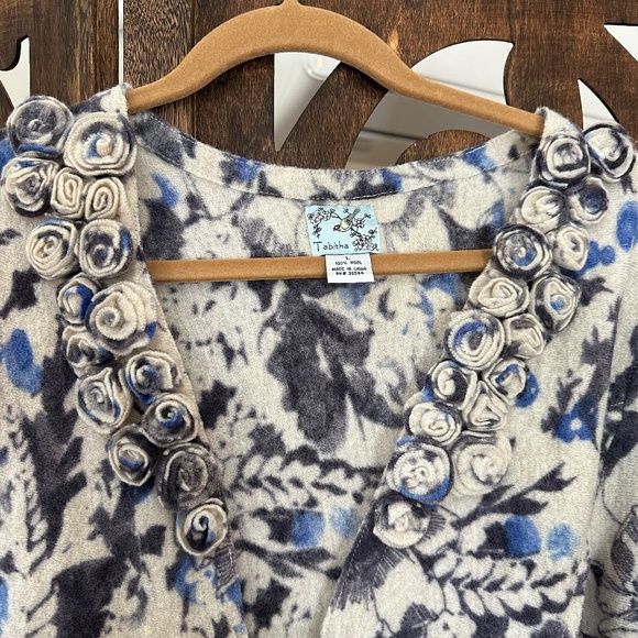 Anthropologie Tabitha Rosette Wool Clasp Closure Belted Jacket/Cardigan Size L - Picture 5 of 6